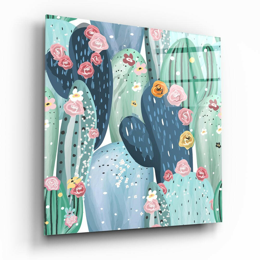 Cactus glass wall art tempered glass print