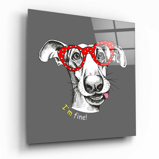 Dog glass wall art, expressive dog portrait on high-gloss tempered glass