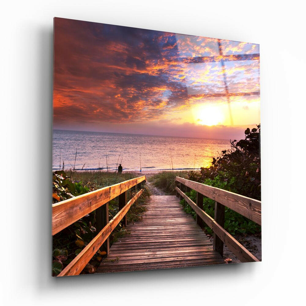 Sea Landscape coastal glass wall art on a wall