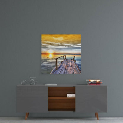 Sunset Horizon Glass Wall Art