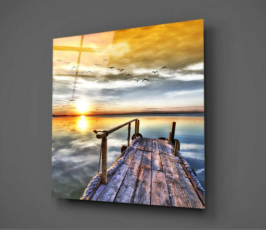 Sunset Horizon Glass Wall Art