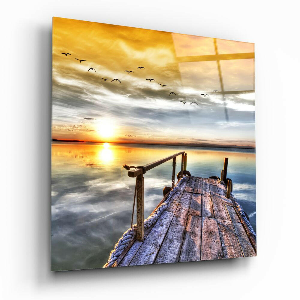 Sunset Horizon Glass Wall Art