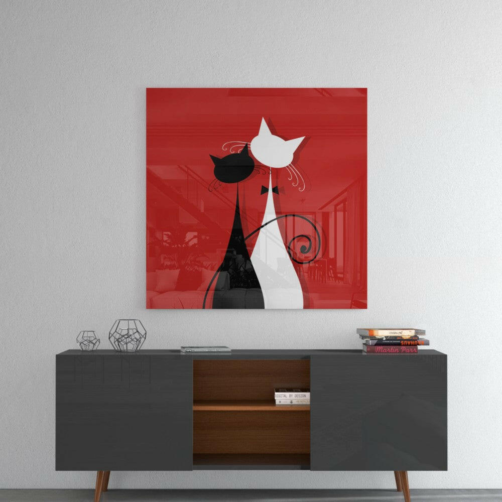 Cats Glass Wall Art - Playful Feline Decor