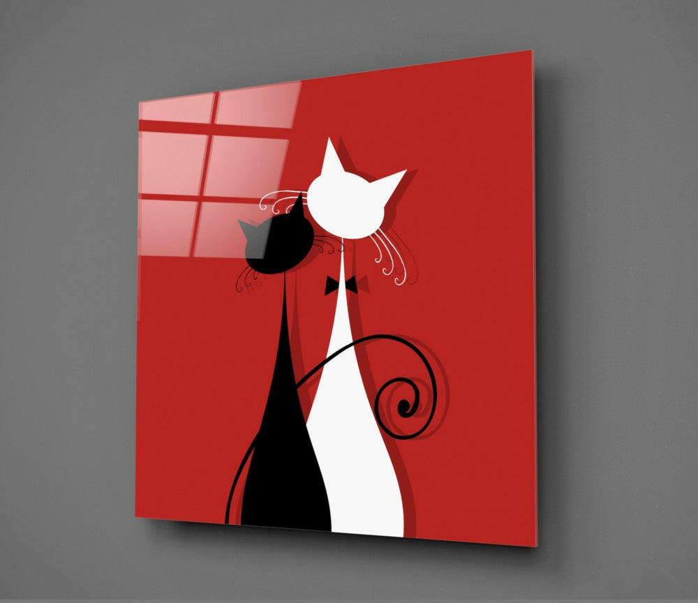 Cats Glass Wall Art - Playful Feline Decor