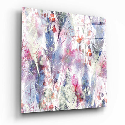 Feather Glass Wall Art - boho feather design on tempered glass