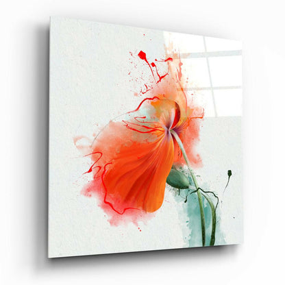 Flower Glass Wall Art - vibrant floral design on tempered glass