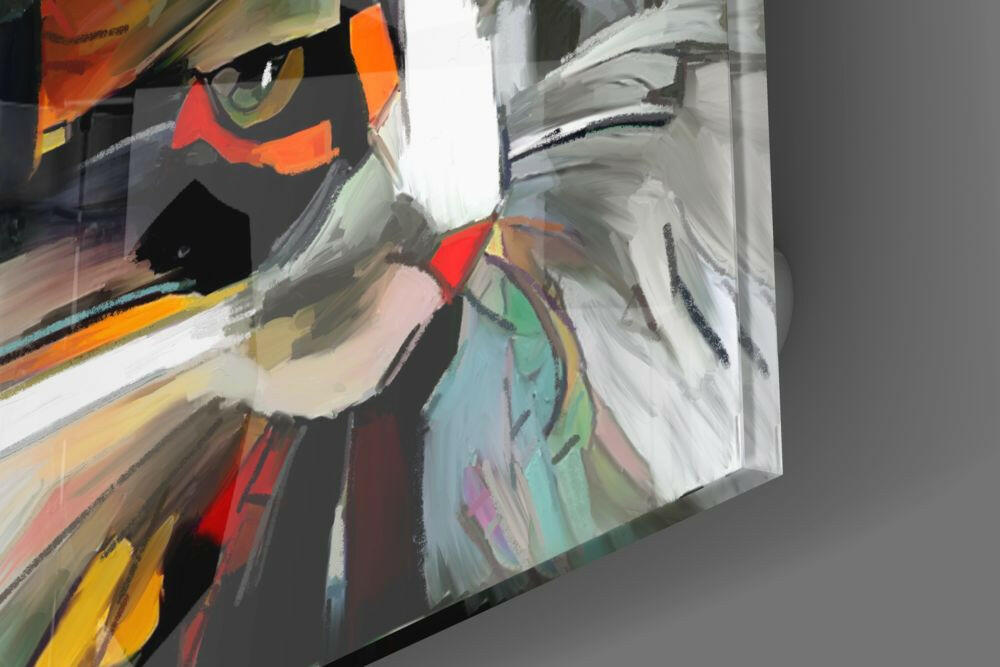Abstract Cat Glass Wall Art - Modern Feline Decor