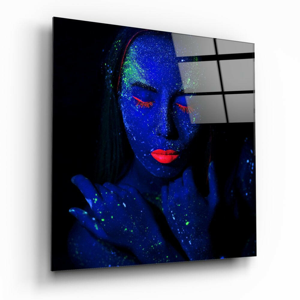 Women's portrait glass wall art with vivid color print