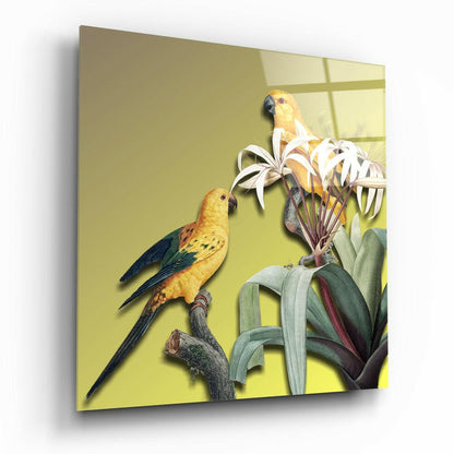 Parrot Glass Wall Art - colorful parrot design on tempered glass