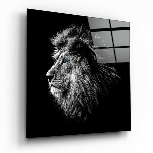 Lion Glass Wall Art - bold lion design on tempered glass