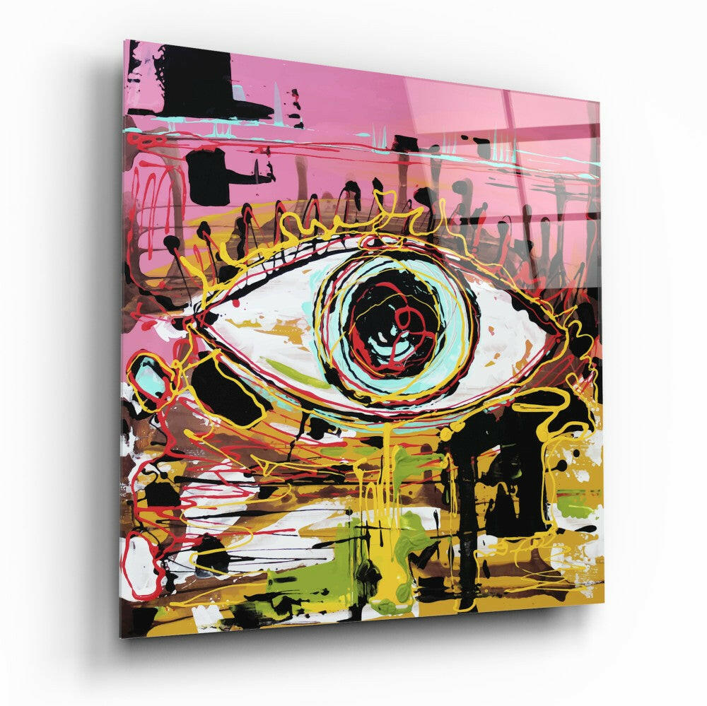 Eye Glass Wall Art - bold abstract eye design on tempered glass
