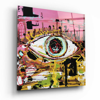 Eye Glass Wall Art - bold abstract eye design on tempered glass