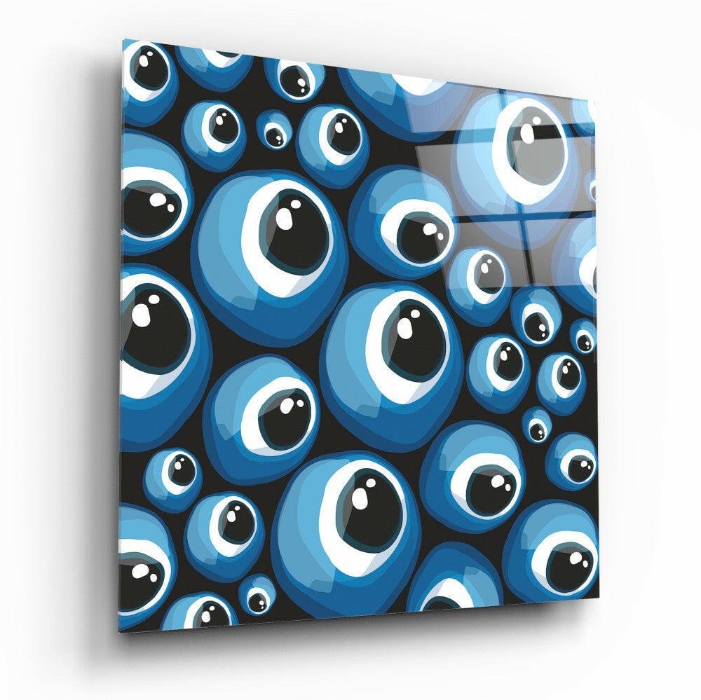 Blue Evil Eye Beads glass wall art tempered glass