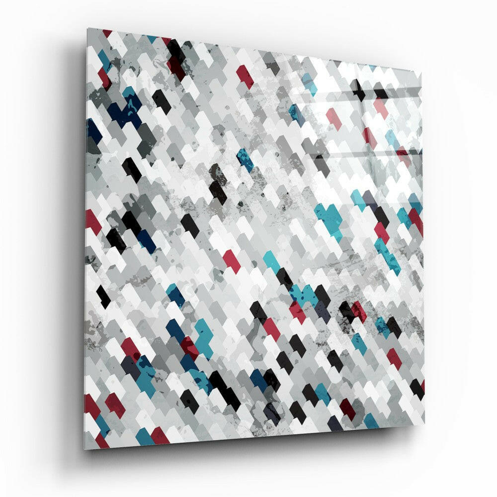 Pixels Glass Wall Art - abstract pixel pattern tempered glass print