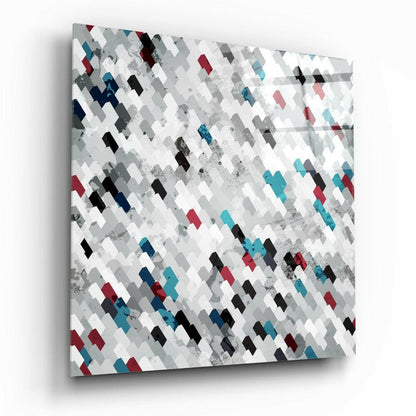 Pixels Glass Wall Art - abstract pixel pattern tempered glass print