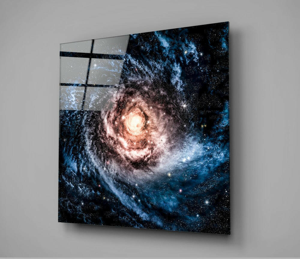 Space Blue Infinity Glass Wall Art