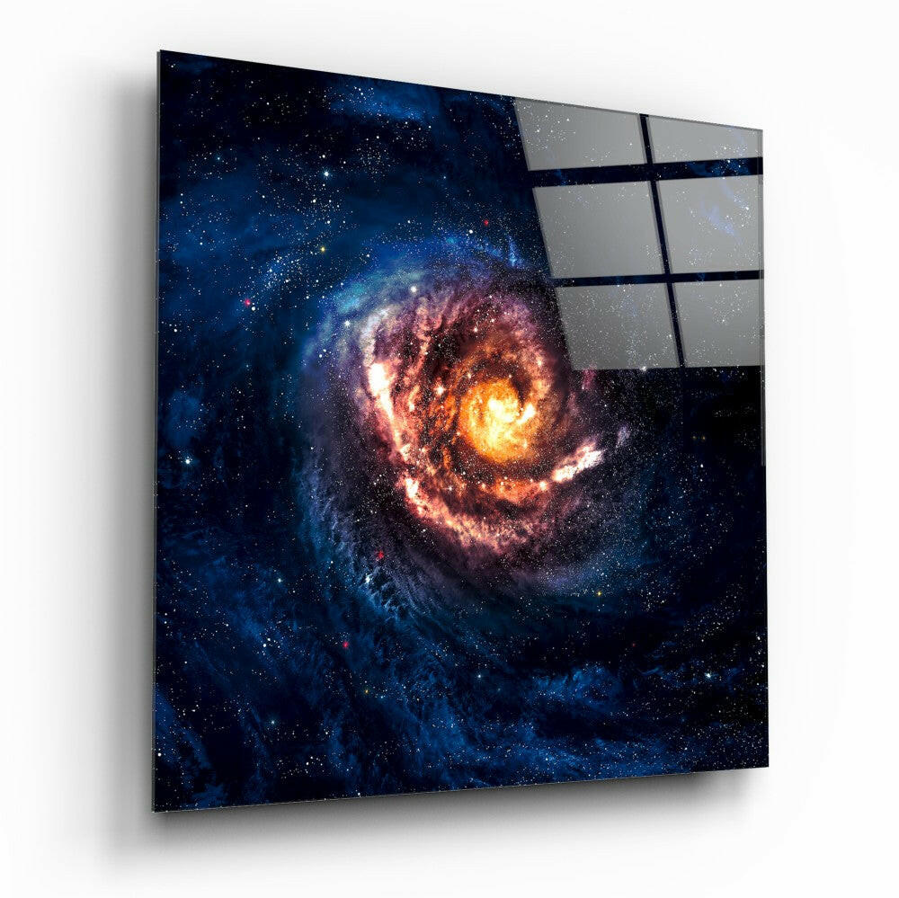 Space Red Infinity Glass Wall Art - cosmic abstract tempered glass print