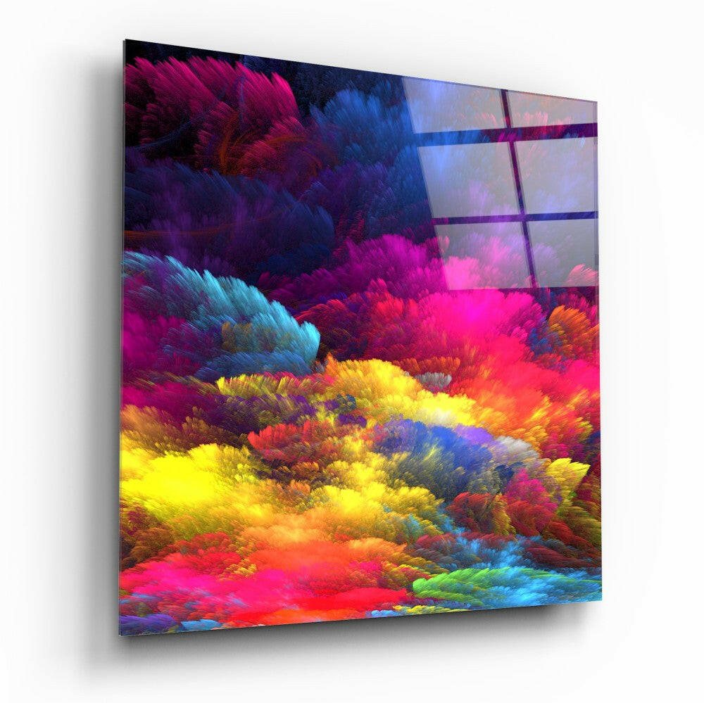 Color Explosion Glass Wall Art - bold abstract color burst tempered glass print