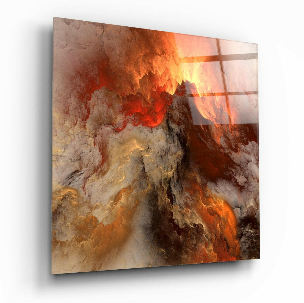 Golden Chaos Abstract Glass Wall Art - gold-toned abstract tempered glass print
