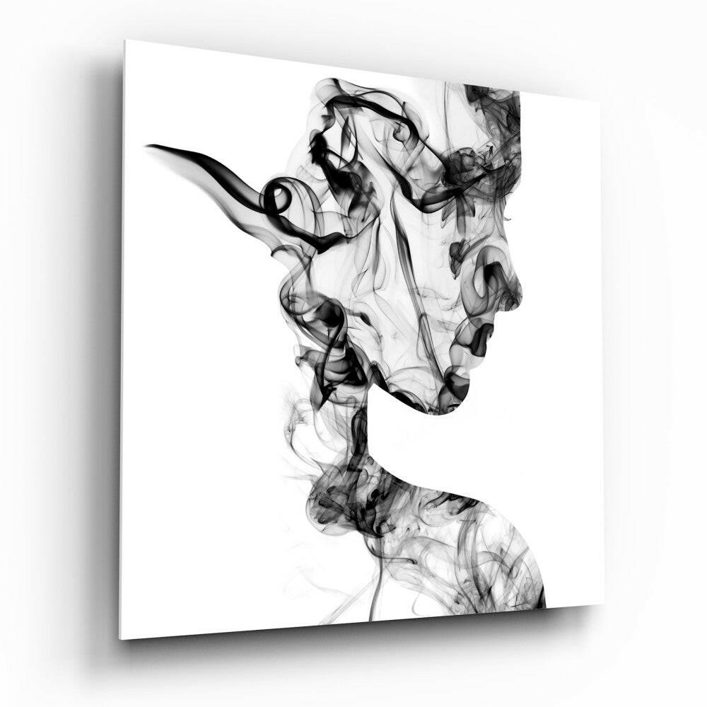 Smoke Silhouettes Glass Wall Art - abstract smoke design tempered glass
