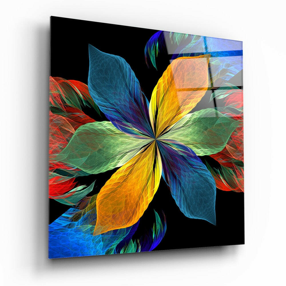 Colorful Leaves Flower Glass Wall Art - botanical leaf and flower print
