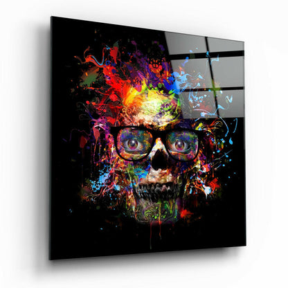 Colored Skull Glass Wall Art - colorful skull design on tempered glass