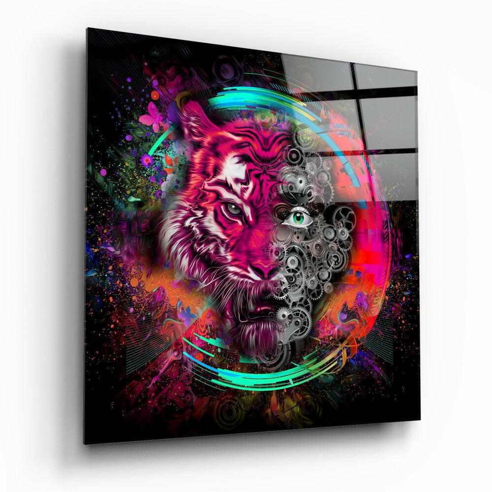 Machine Tiger Glass Wall Art - mechanical tiger tempered glass print