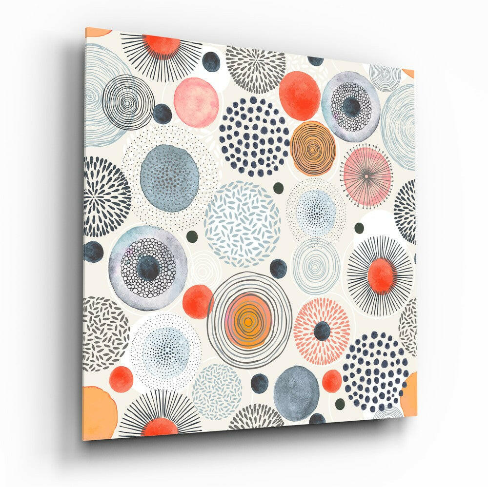 Dot to Flower Glass Wall Art - abstract dot pattern tempered glass print