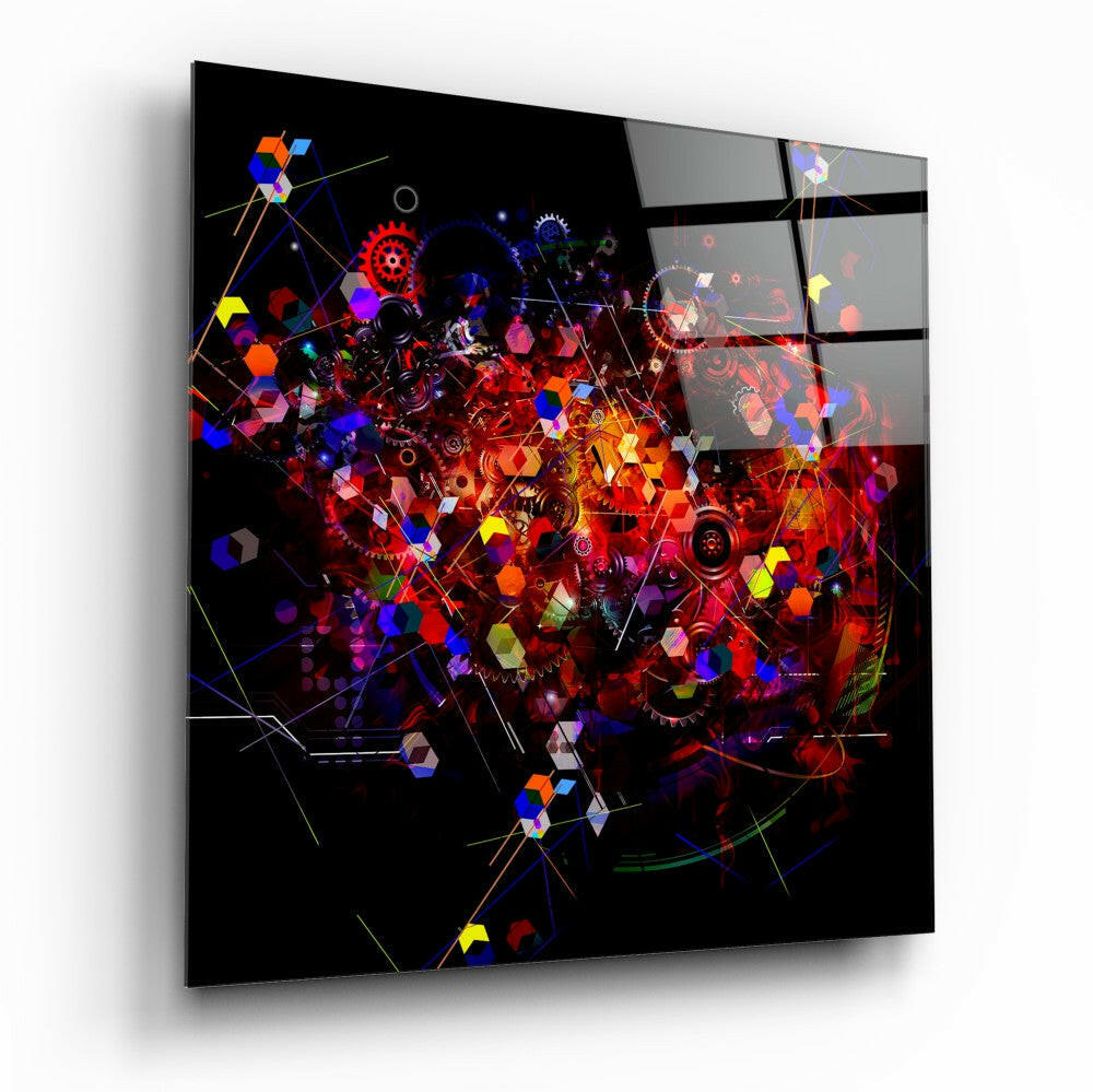 Mechanical Harmony Glass Wall Art - abstract tempered glass print