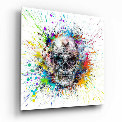 Mechanical Skull Glass Wall Art tempered glass print, steampunk skull design