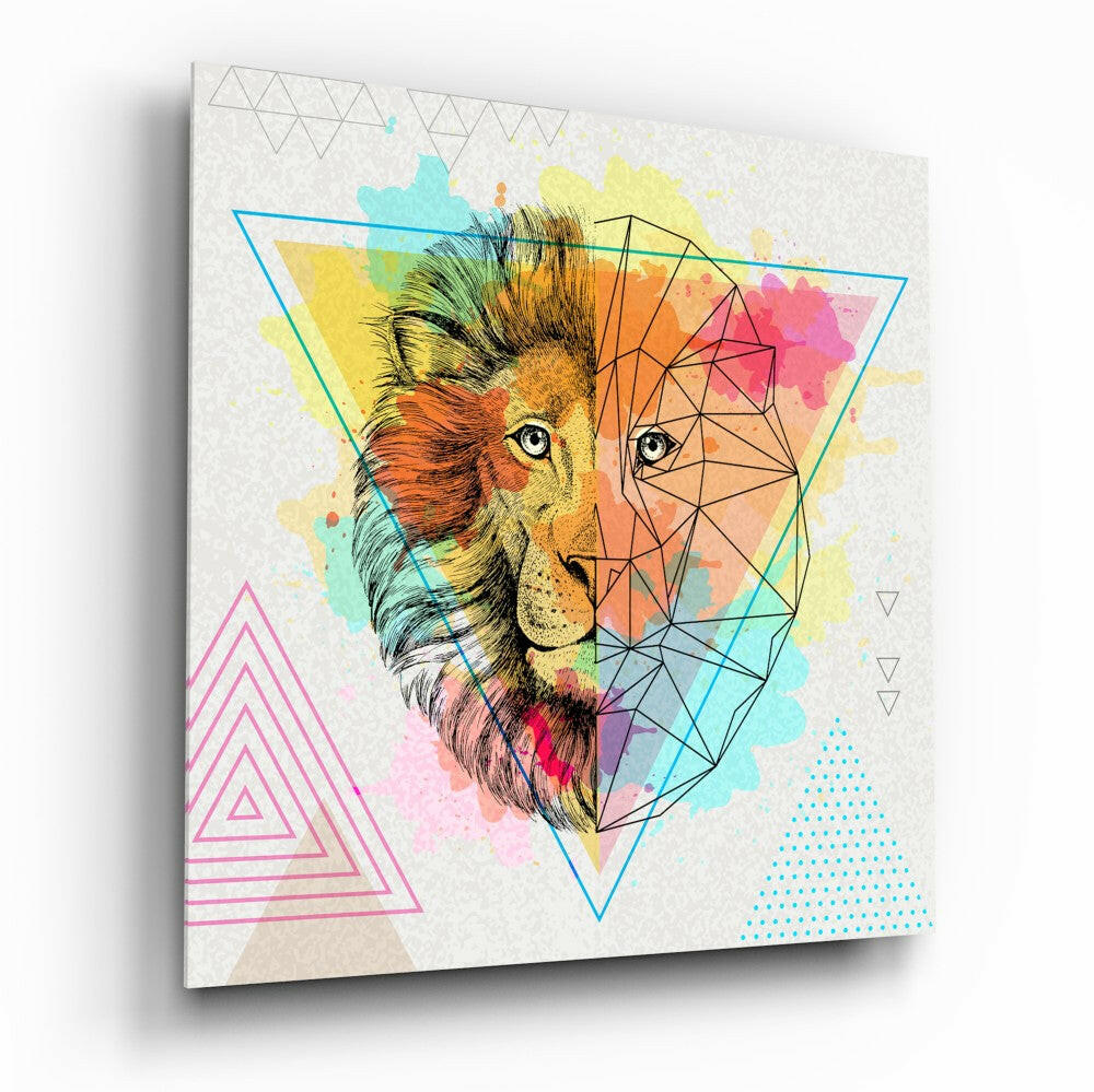 Fact and fiction lion square glass wall art tempered glass 15 to 40 inch