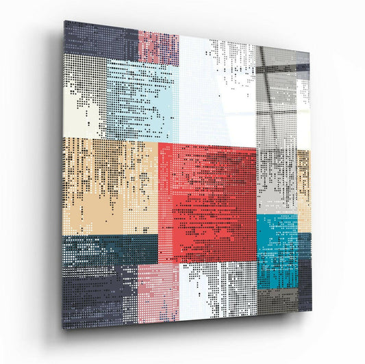Patchwork Glass Wall Art tempered glass print, eclectic pattern design