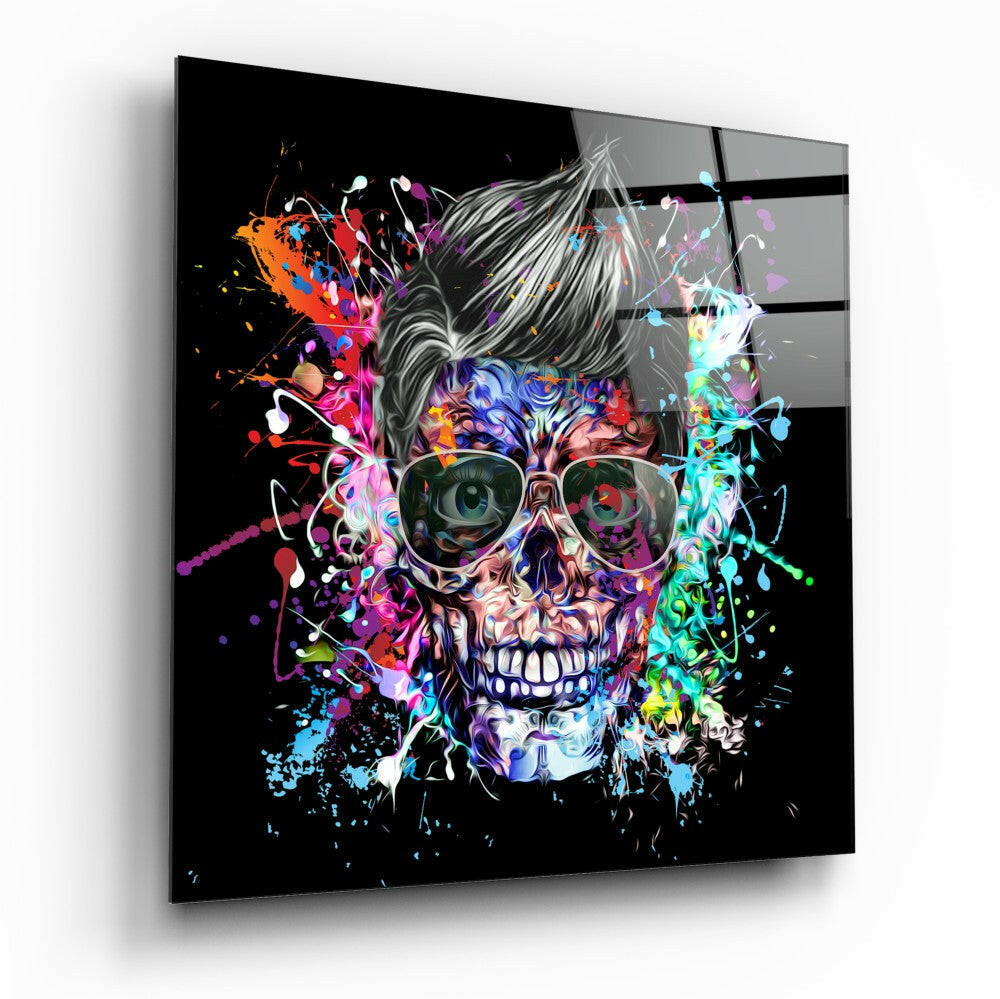 Colors and Skull Glass Wall Art tempered glass print, bold skull design