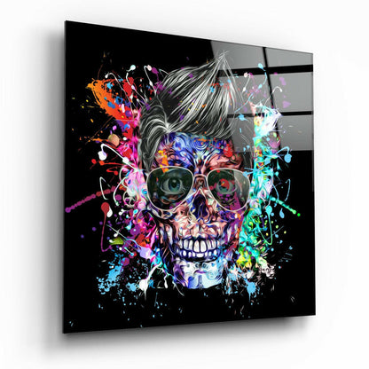 Colors and Skull Glass Wall Art tempered glass print, bold skull design