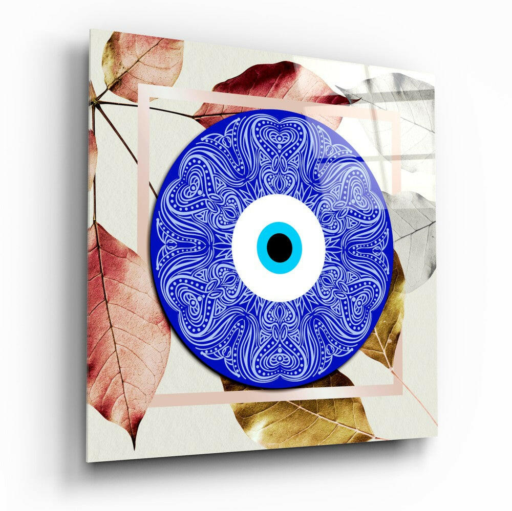 Blue Modern Evil Eye Bead glass wall art