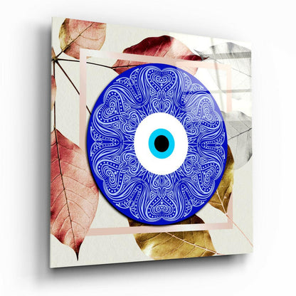 Blue Modern Evil Eye Bead glass wall art