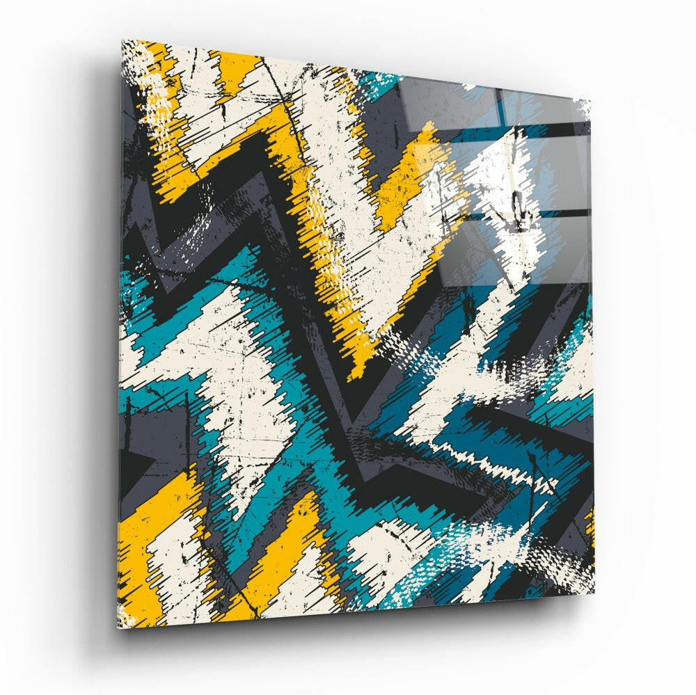 ZigZag glass wall art geometric print