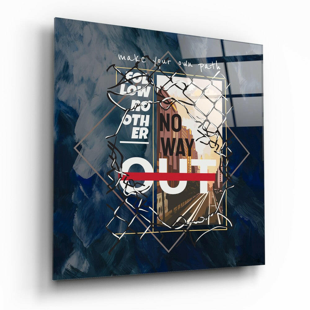 Draw your way glass wall art with bold typography design
