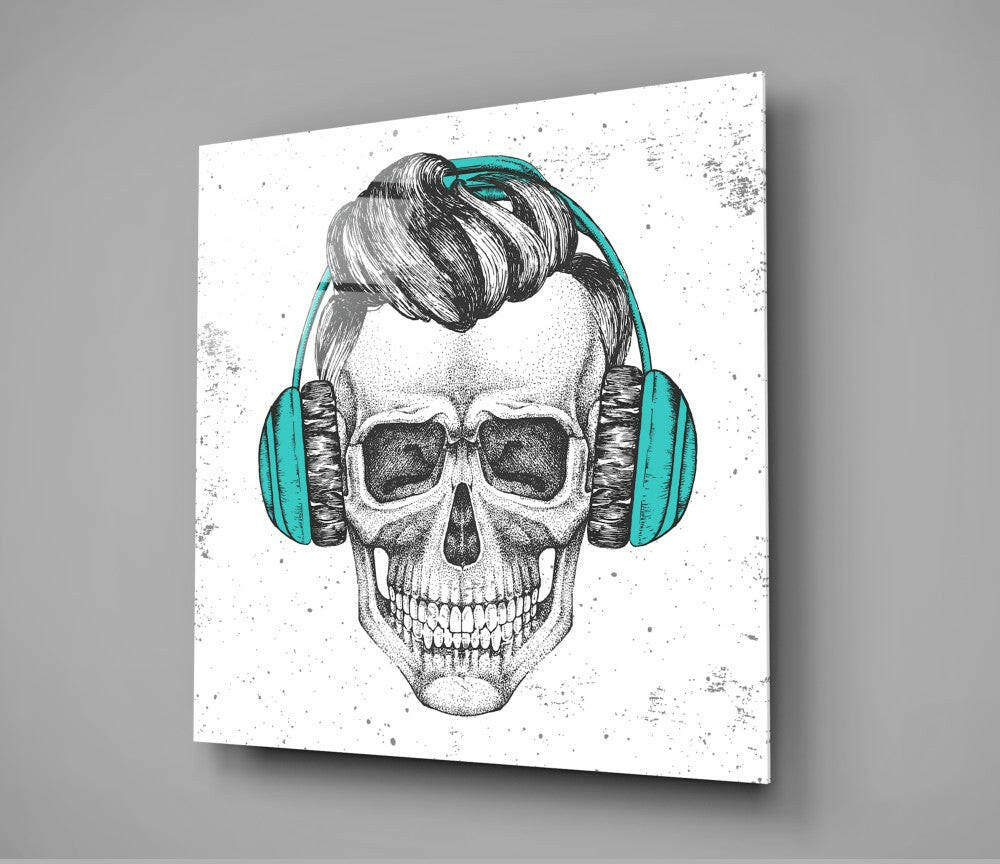 Skull Always Music Glass Wall Art