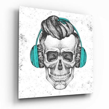 Skull Always Music Glass Wall Art tempered glass print, bold skull design