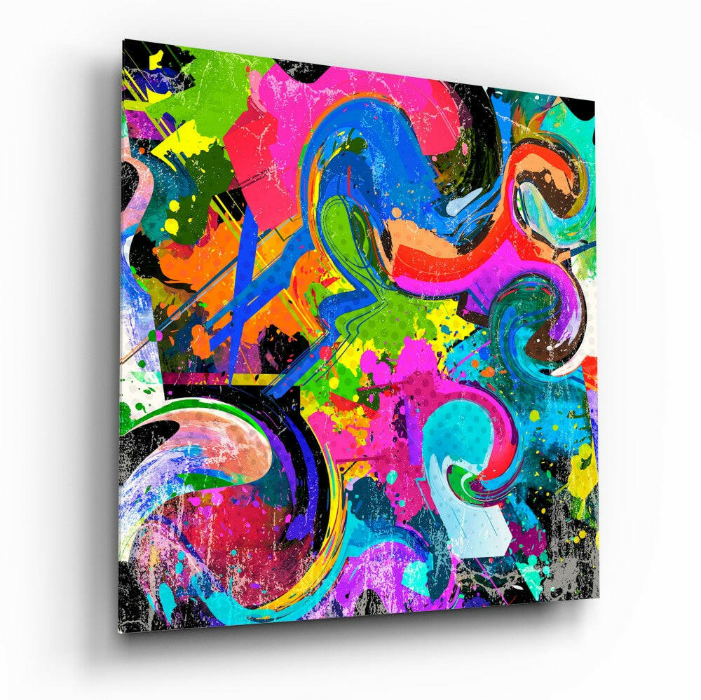 Color Revolt abstract glass wall art