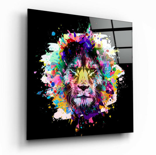 Colored Fury of the Lion glass wall art