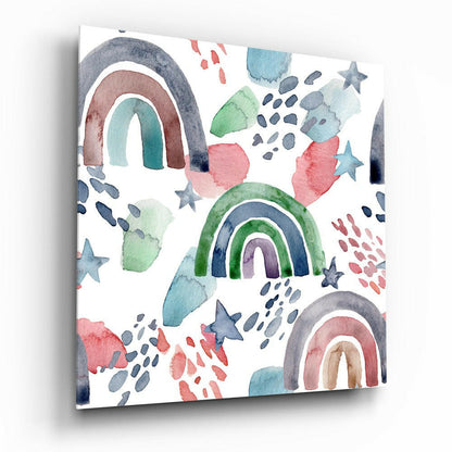 Rainbow glass wall art, tempered glass print with high-gloss finish