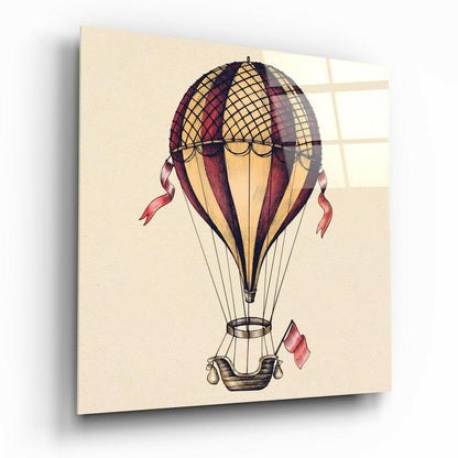 Balloon Journey Towards Freedom Glass Wall Art - hot air balloon on tempered glass