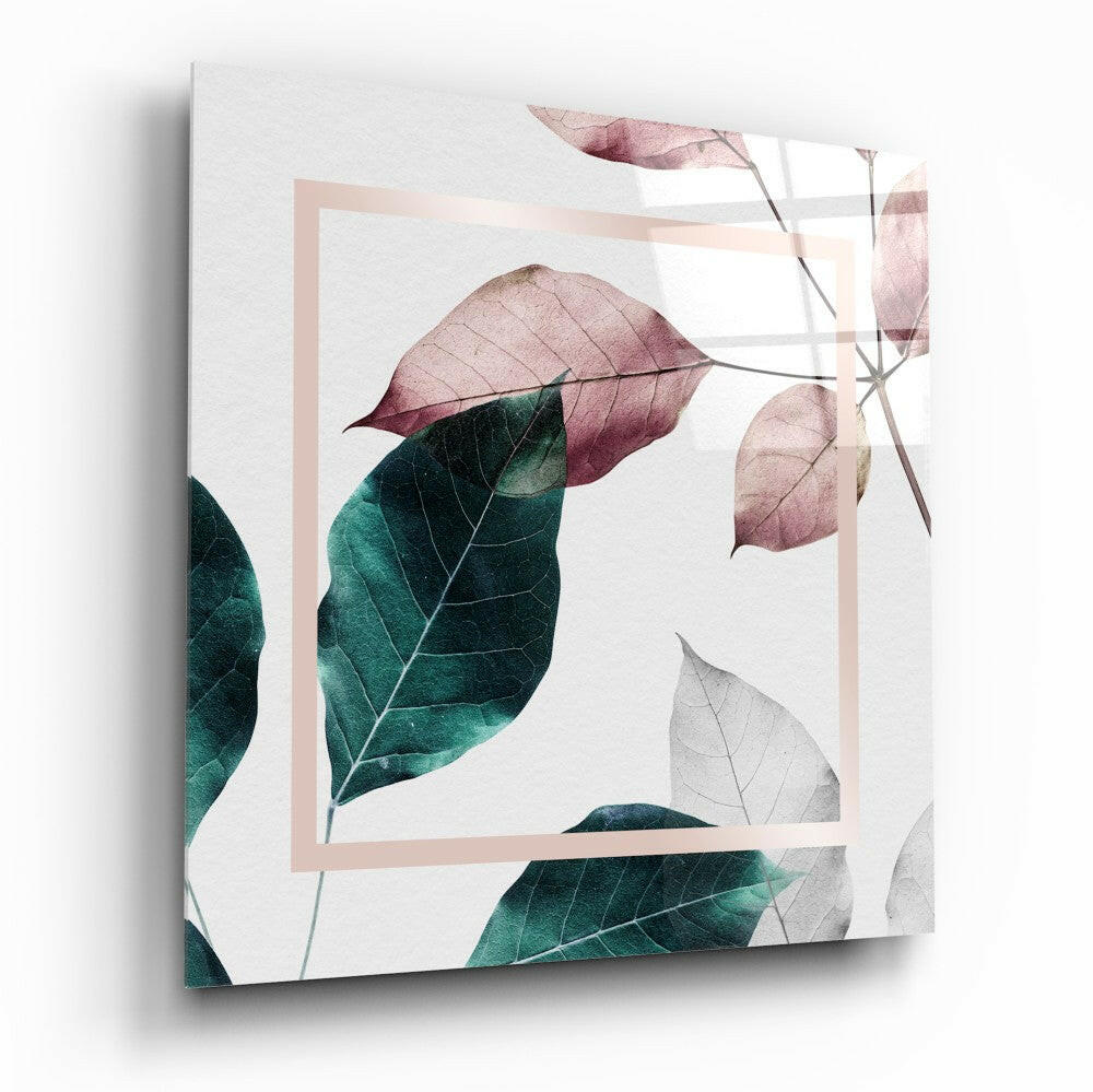 Scandinavian Style Leaves glass wall art