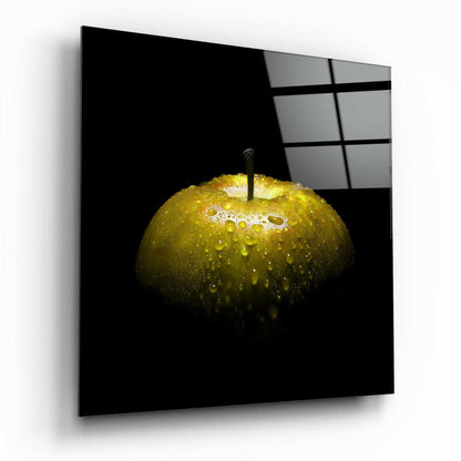 Yellow apple tempered glass wall art still life