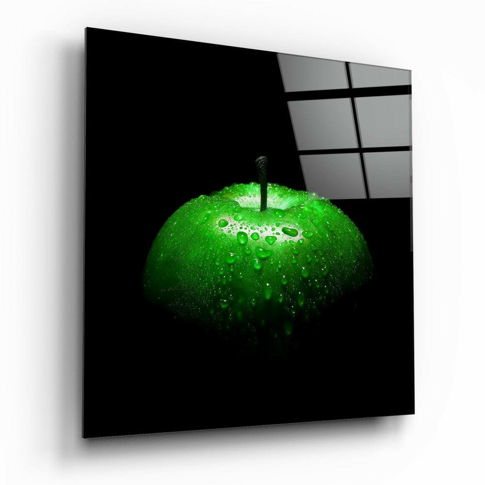Green Apple Glass Wall Art tempered glass print, modern kitchen decor