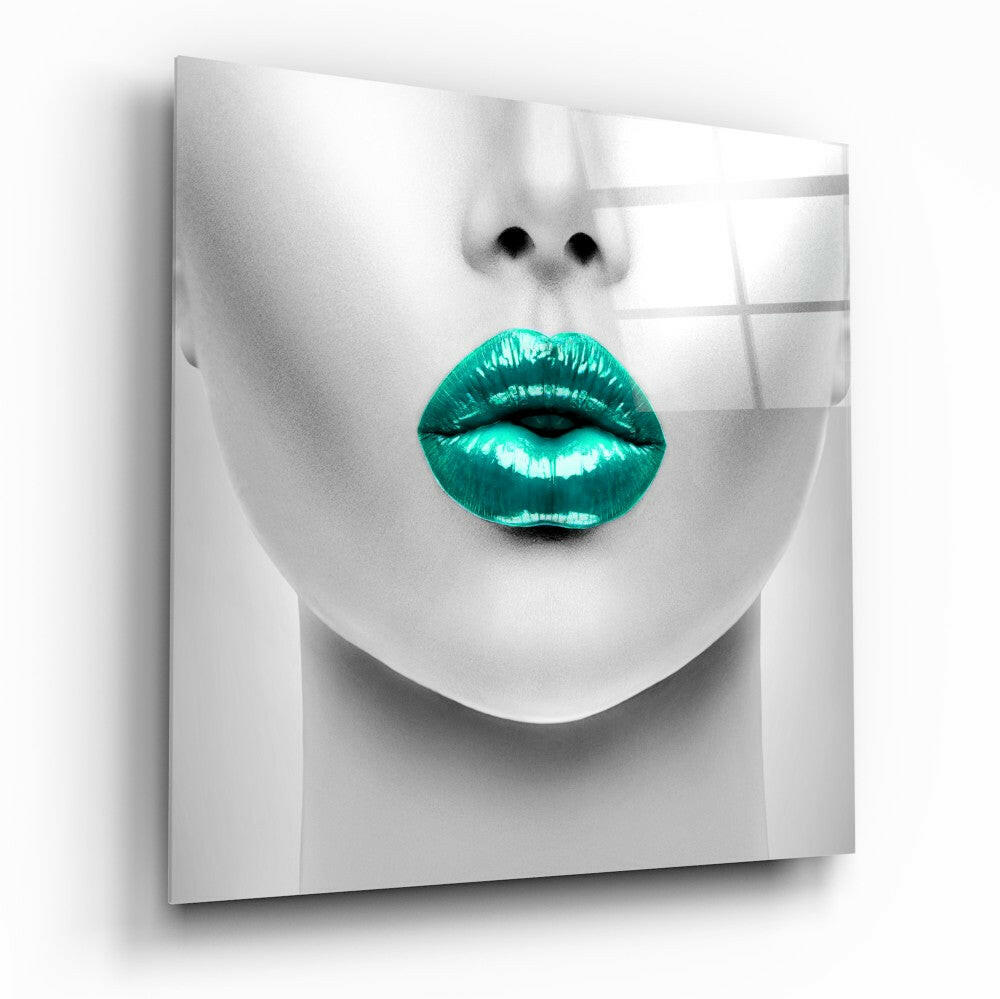 Emerald Lips Glass Wall Art - Pop Art Wall Decor