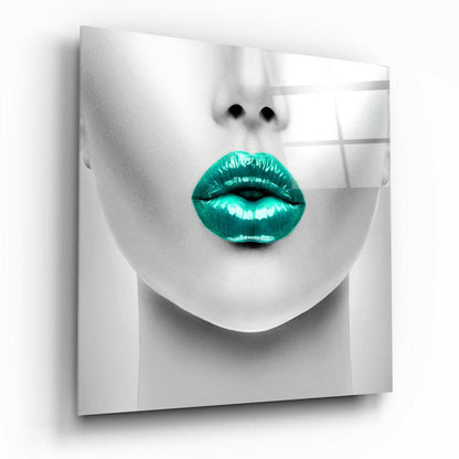 Emerald Lips Glass Wall Art - Pop Art Wall Decor