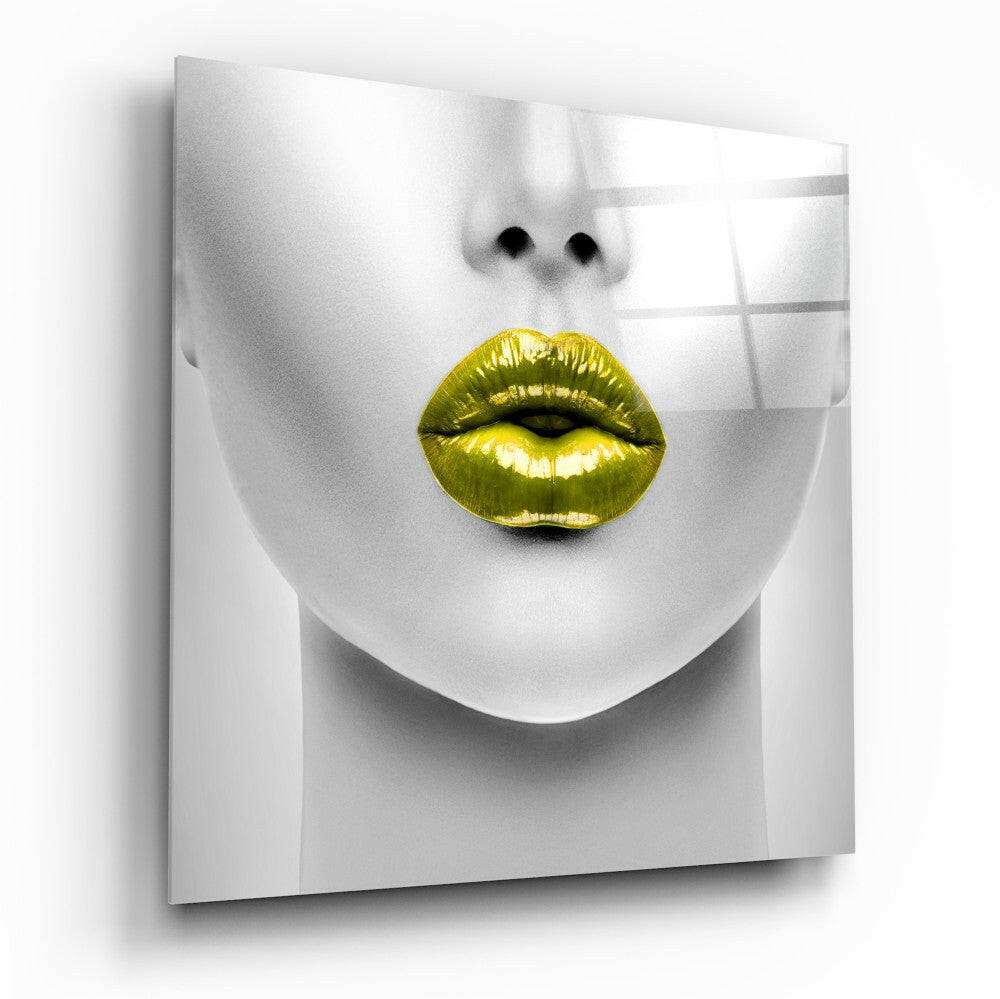 Gold Lips Glass Wall Art - Pop Art Wall Decor
